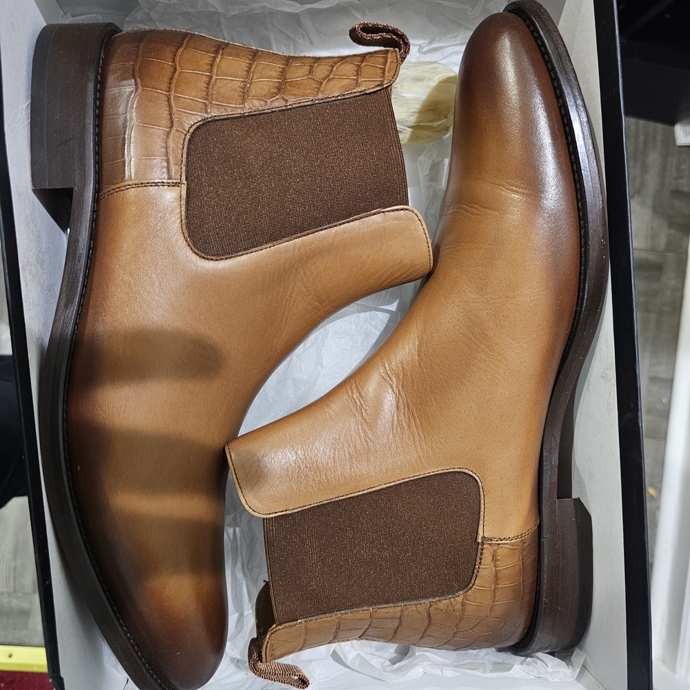 Men's Taft HIRO BOOT Leather Croc-Embossed Chelsea Boots